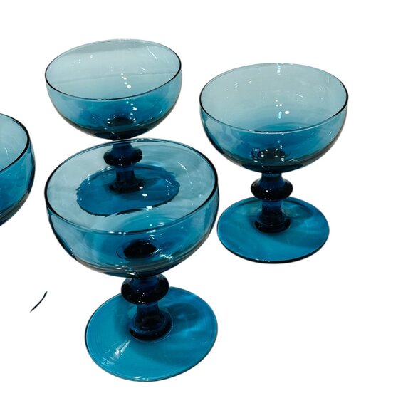 MCM Set of 4 "Teal/London Blue" Italian Art Coupe Glasses - Picture 13 of 17